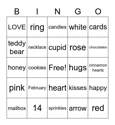 Valentine's Bingo Card