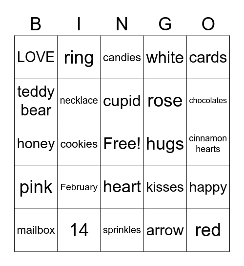 Valentine's Bingo Card