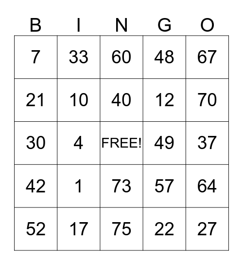 St. Andrew Bingo Card