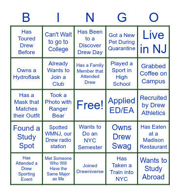 Inside the Forest (On Campus) Bingo Card