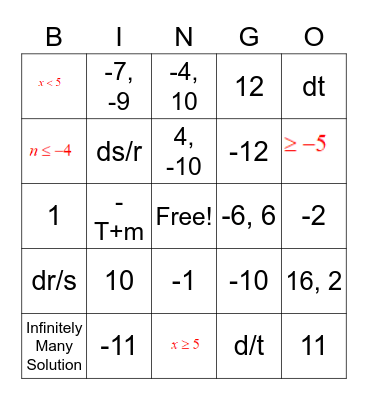 1.2-1.5 Bingo Review Bingo Card