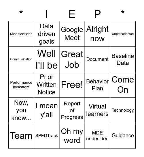 Training Time! Bingo Card