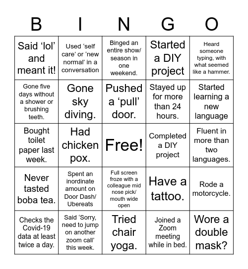 Docteam Bingo! Bingo Card
