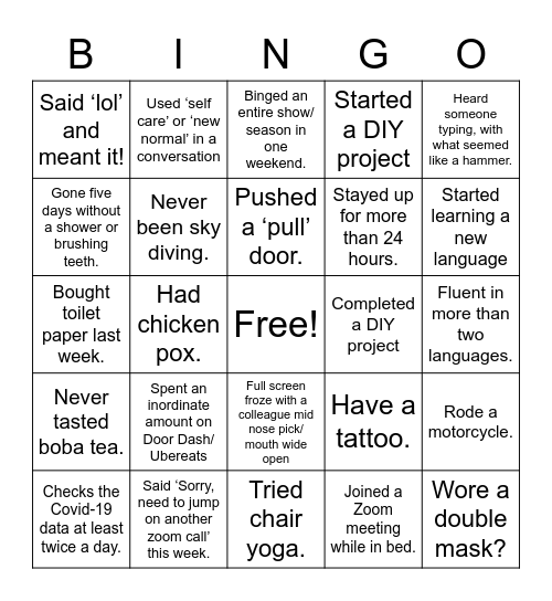 Docteam Bingo Card