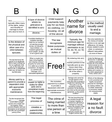 Chapter 12 Review Bingo Card