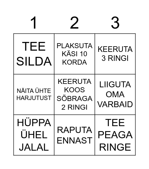 LIIGU RÕÕMUGA Bingo Card