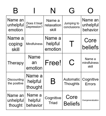 CBT Bingo Card