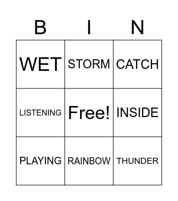 THE THUNDER VOCABULARY Bingo Card