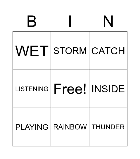 THE THUNDER VOCABULARY Bingo Card