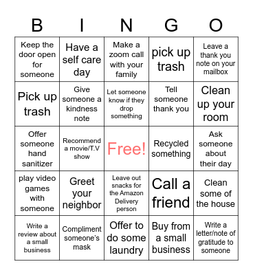 World Compliment Day Bingo Card