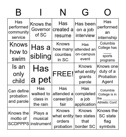 Did You Know Bingo Card