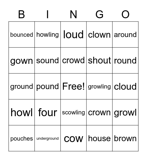 Ow and Ou Bingo Card