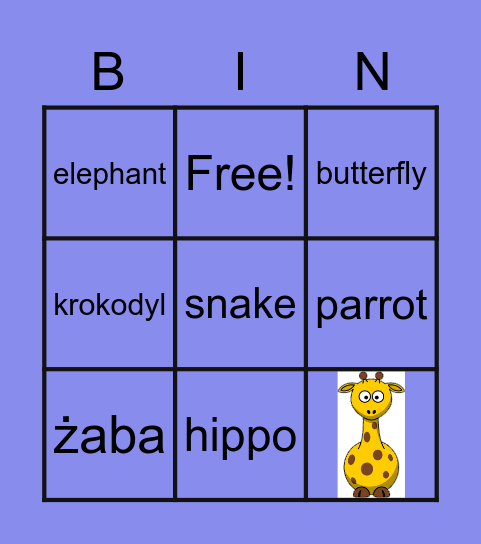 Animals Bingo Card