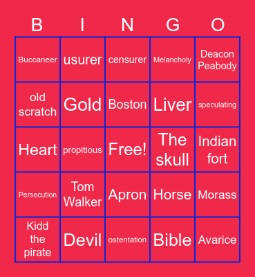 The Devil and Tom Walker Bingo Card