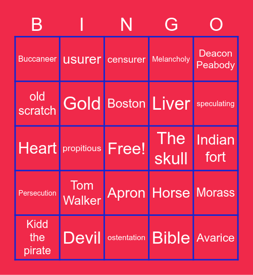 The Devil and Tom Walker Bingo Card