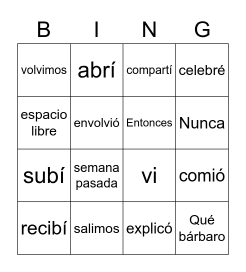 7.1 Review (1) Bingo Card