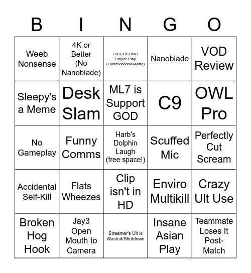 Blizzard Guides Twitch Clips Bingo Card