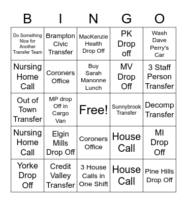 Blair's Lesmill Transfer Bingo Card