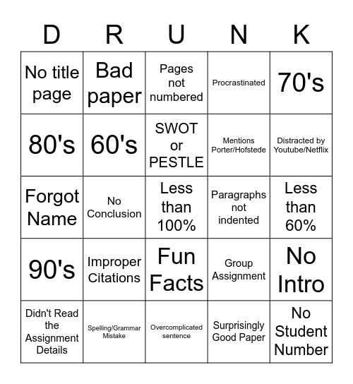 What? Bingo Card