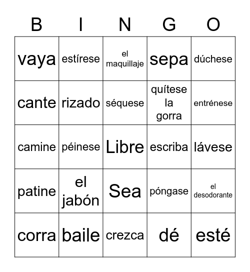 Los mandatos Bingo Card