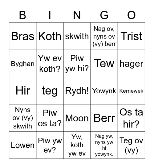 Holyewgh an Lergh #1-6 Bingo Card