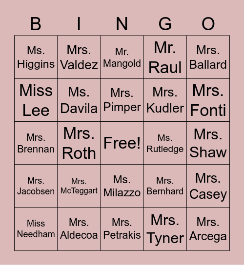 Macy Staff - Past and Present Bingo Card