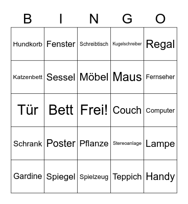 Mein Zimmer1 Bingo Card