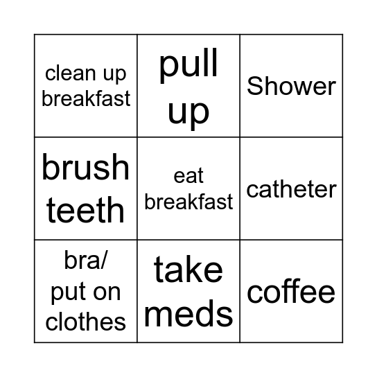 Tomorrow morning Bingo Card