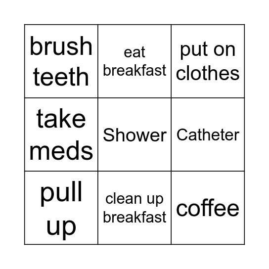 Morning Bingo Card