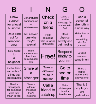 February Self-care bingo Card