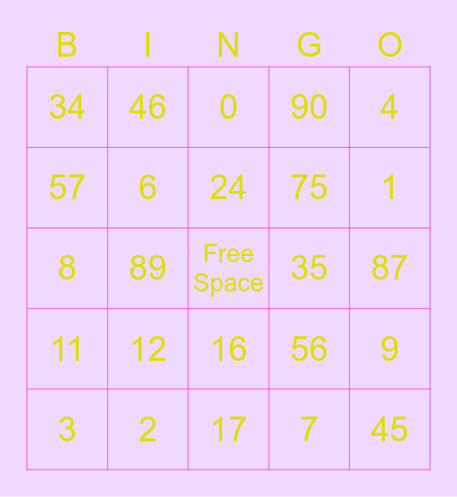Bingo Challenge Bingo Card