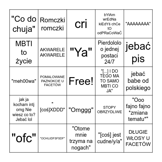 Paula bingo Card