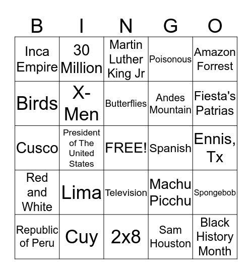 Knowledge Bingo! Bingo Card