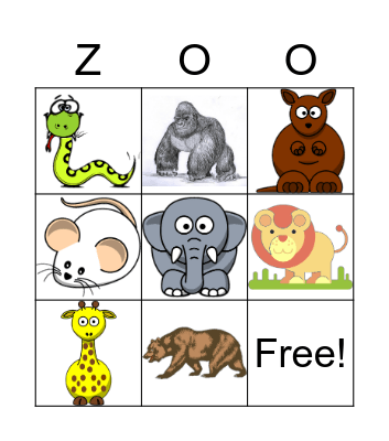 ANIMAL BINGO Card