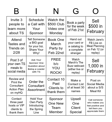 DDD FEBRUARY INCENTIVE Bingo Card