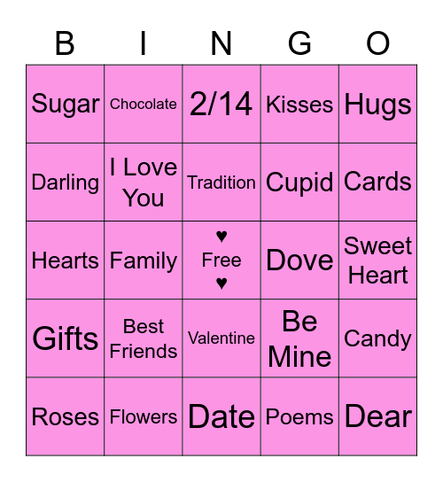 ♥ Valentine's Day Bingo ♥ Bingo Card