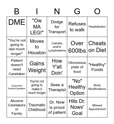 My 600 lb Life Bingo Card