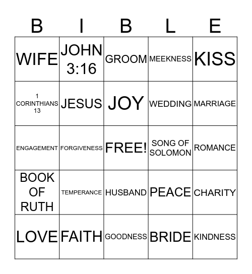 VALENTINES BINGO Card