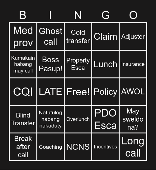 CCT EDITION Bingo Card