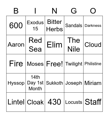 Bible Bingo Card