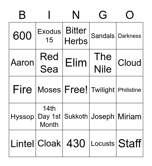 Bible Bingo Card