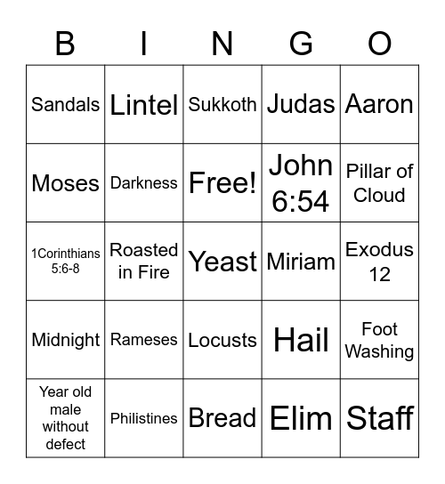 Spring Holy Day Bible Bingo Card