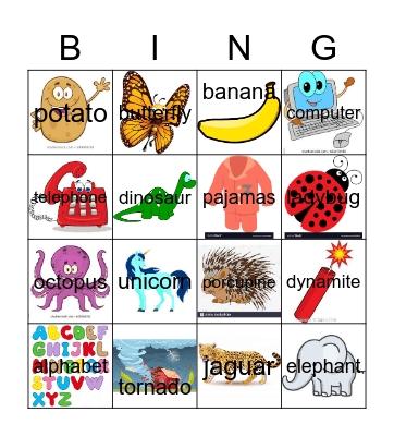 3-Syllables Bingo Card
