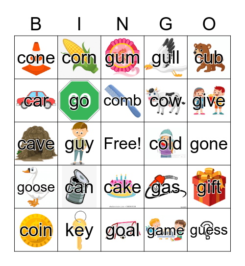 /k/ & /g/ Bingo Card