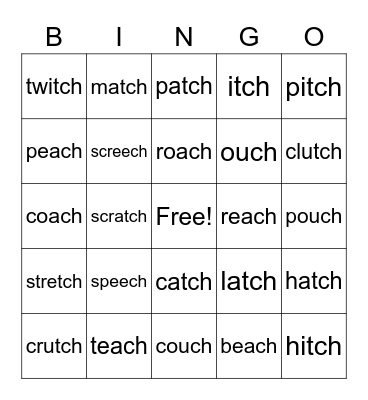 tch and ch bingo Card