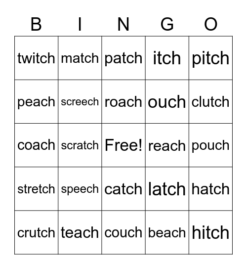 tch and ch bingo Card