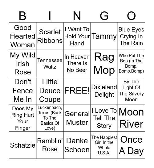 Music Titles Bingo Card