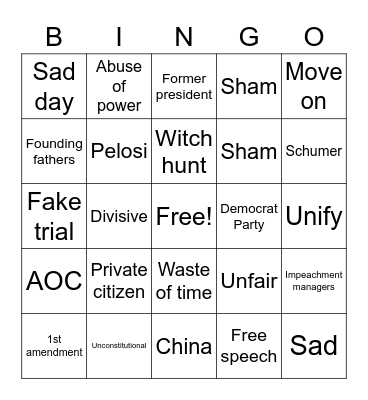 GOP IMPEACHMENT 2 Bingo Card