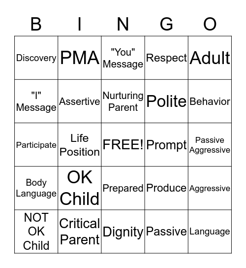 Discovery Bingo Card