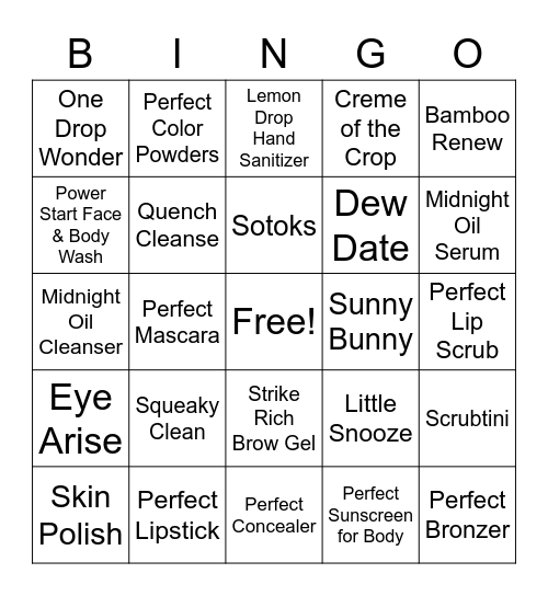 LimeLife Products Bingo Card